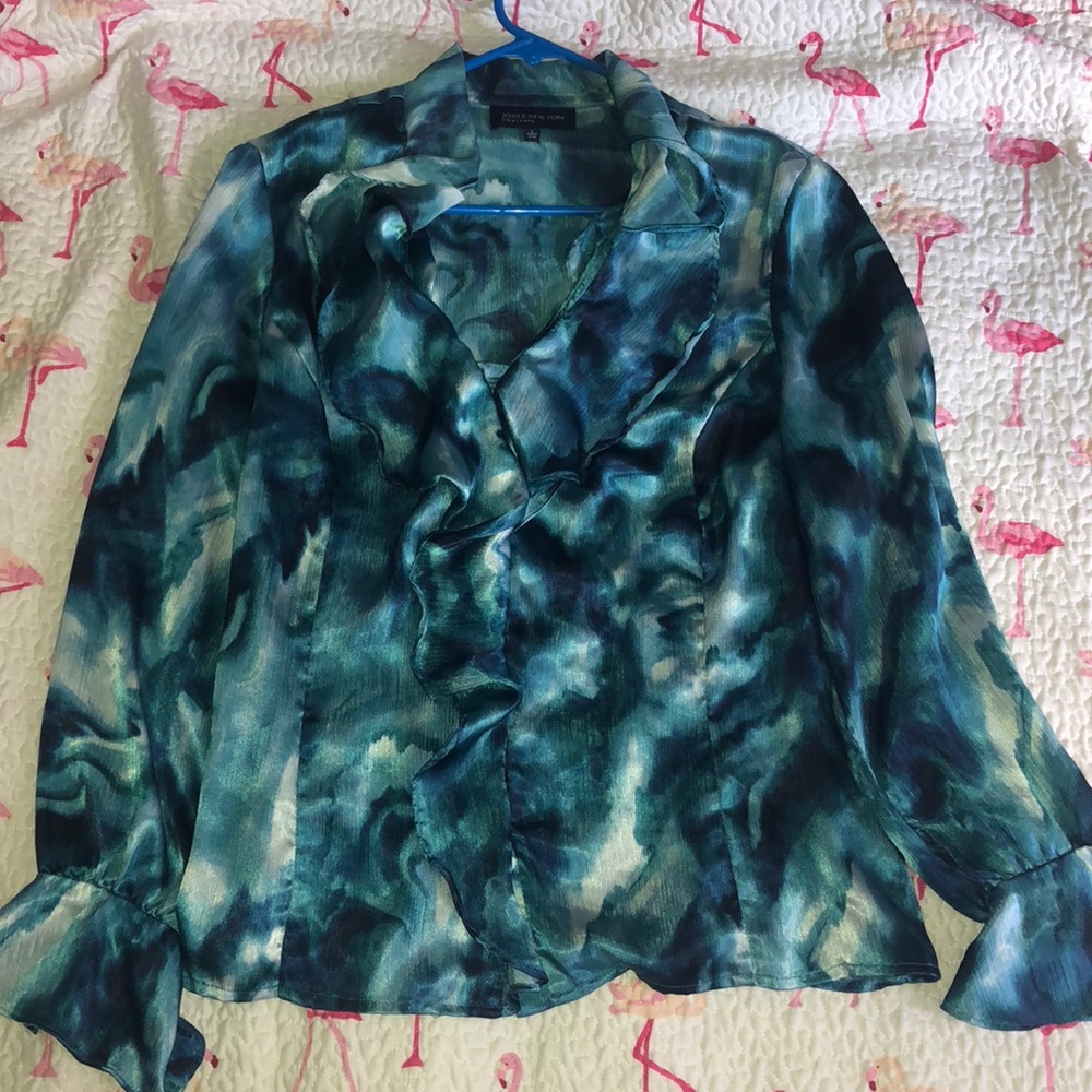 Jones New York ruffle button down shirt